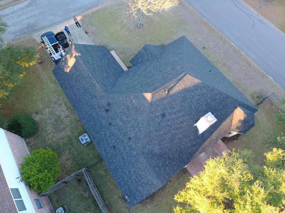 Residential House with New Asphalt Shingle Roofing